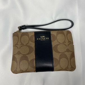 Coach Wristlet in signature white Canvas